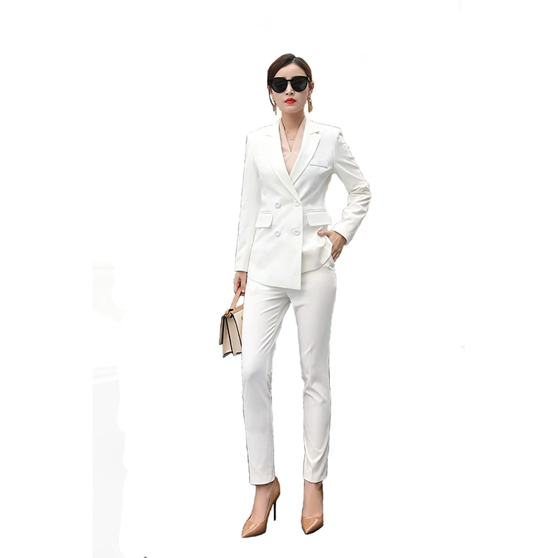 High Quality Women's Suits High-end Pants Suit 2022 Spring And Autumn Slim Double-breasted Jacket Blazer Female Office Wear