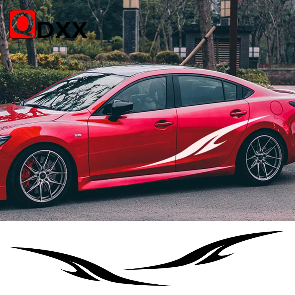 

2pcs Car Racing Sports Sticker Auto Vinyl Side Skirts Decal Funny Stylish Graphic Car DIY Styling Sticker Car Tuning Accessories