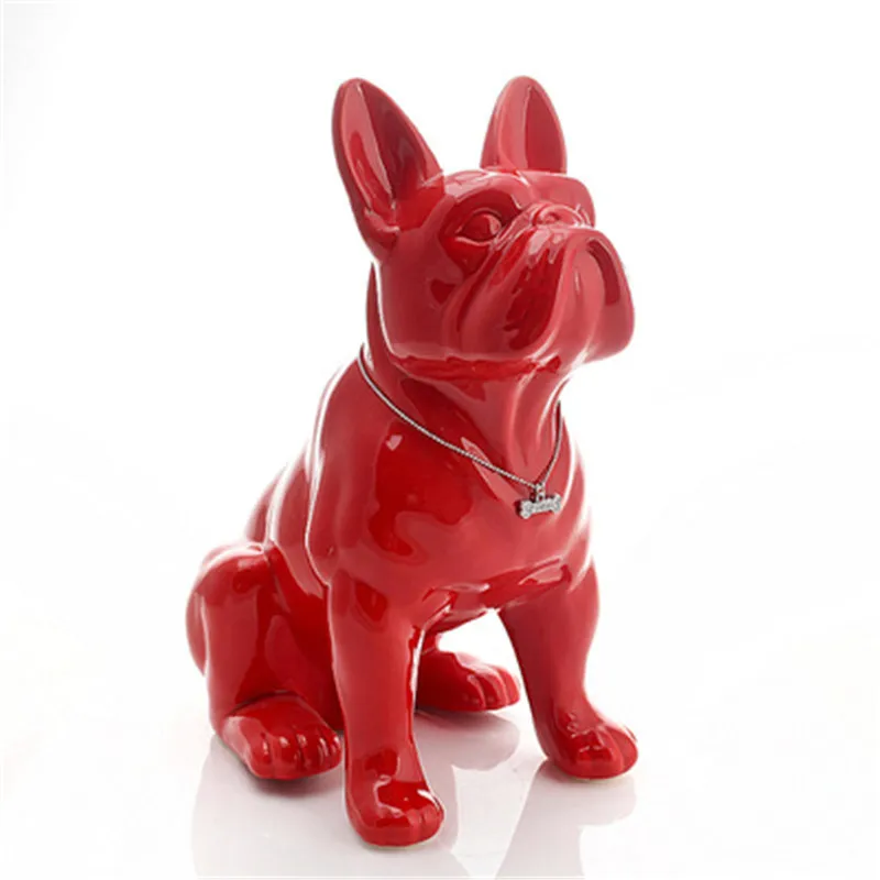 

MODERN SIMPLE SIMULATION ANIMAL CERAMICS PET DOG FRENCH BULLDOG STATUE CREATIVE LIVING ROOM ENTRYWAY DECORATION ART&CRAFT X4