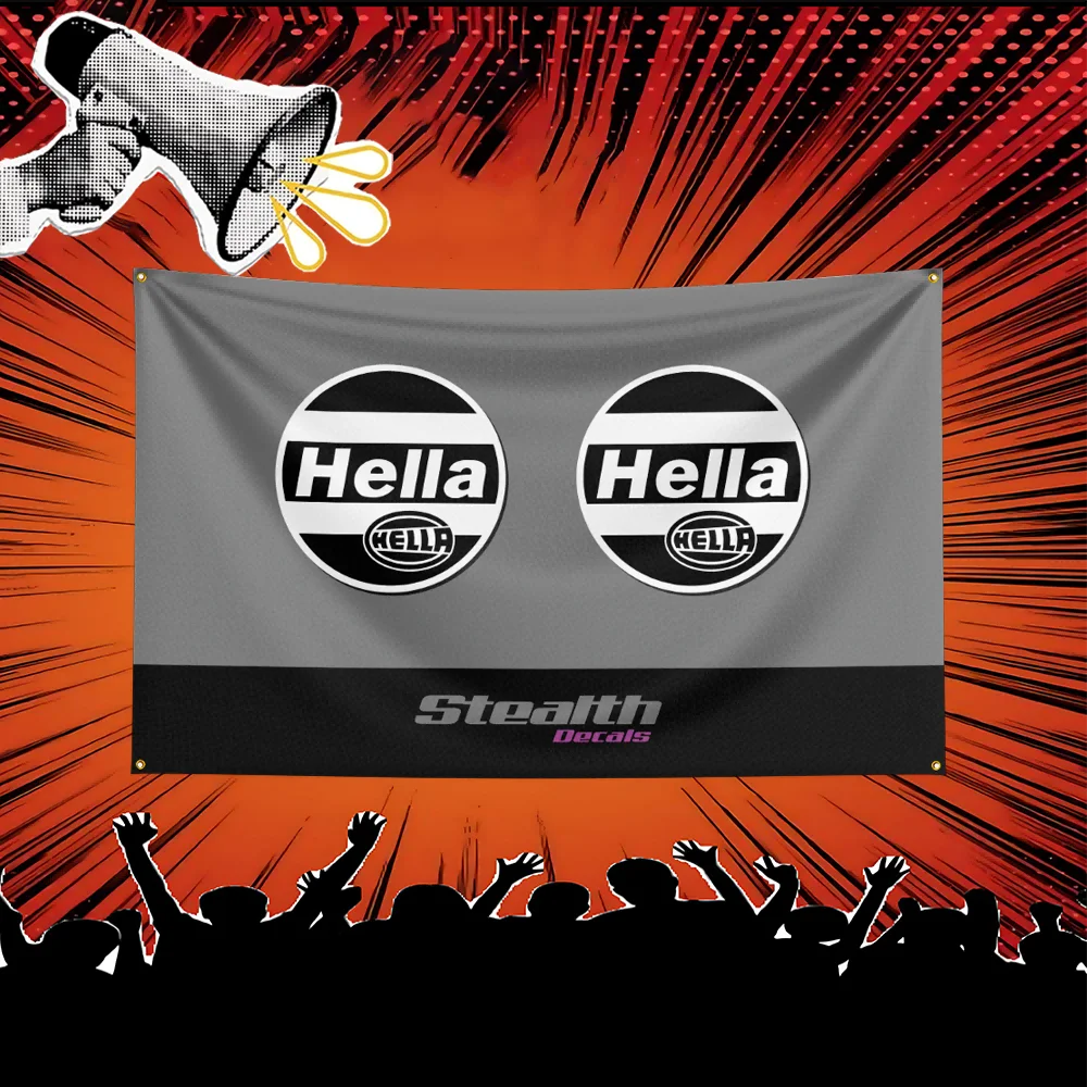 Фото Флаг Hella Auto Parts из полиэстера для декора стен гаража или мастерской, подарок для механика №2