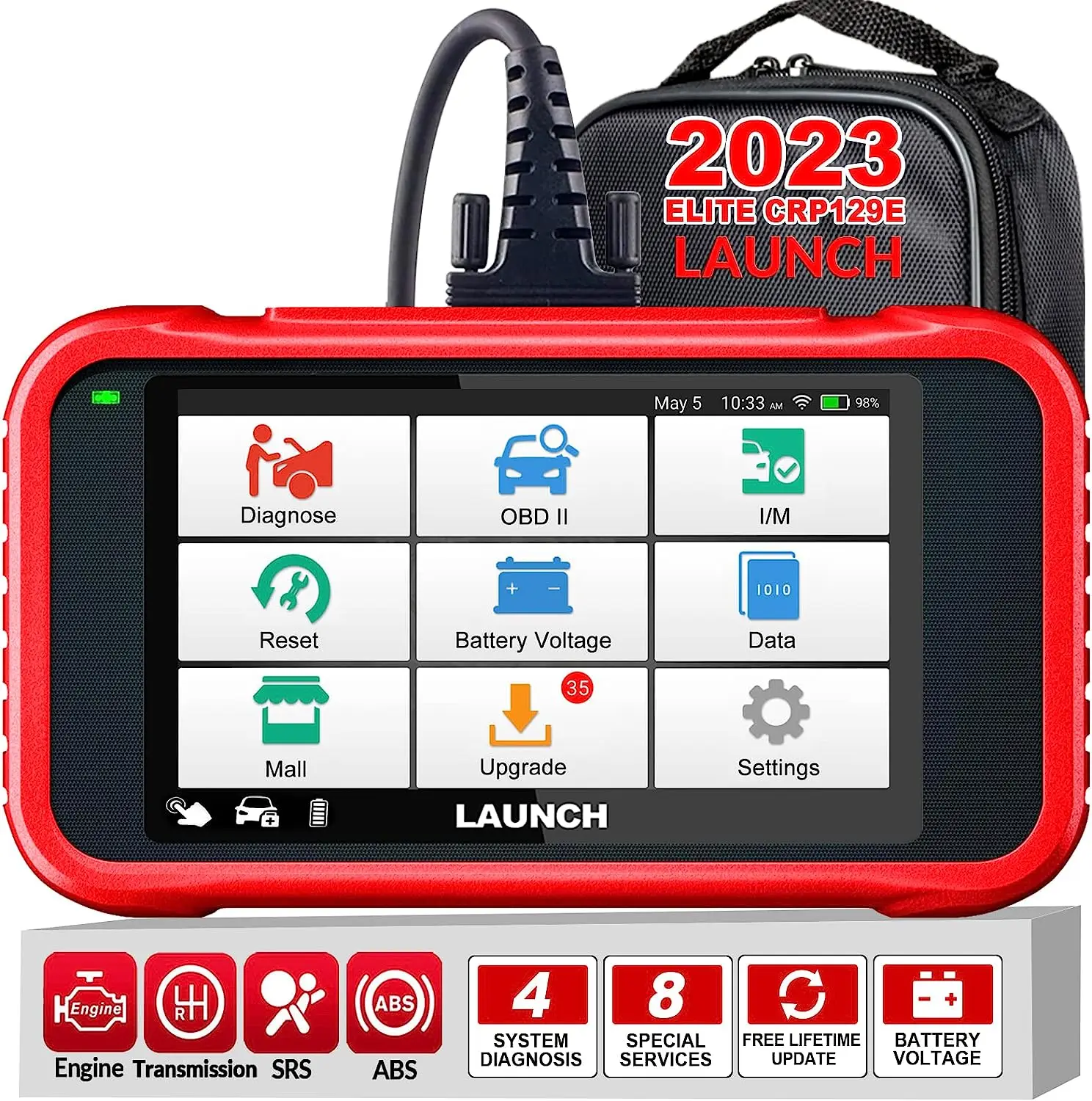 

LAUNCH Diagnostics Scan Tool CRP129E ABS SRS TCM Engine Code Reader Oil EPB TPMS SAS BMS Throttle Reset Injector Coding Auto Vin