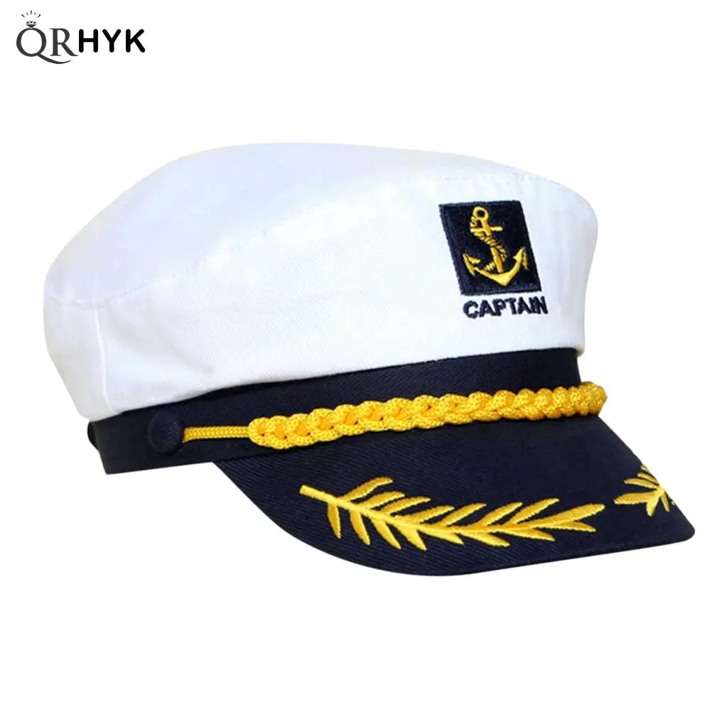 

1PC White Hats Yacht Captain Navy Marine Skipper Ship Sailor Military Nautical Hat Cap Costume Adults Party Fancy Dress