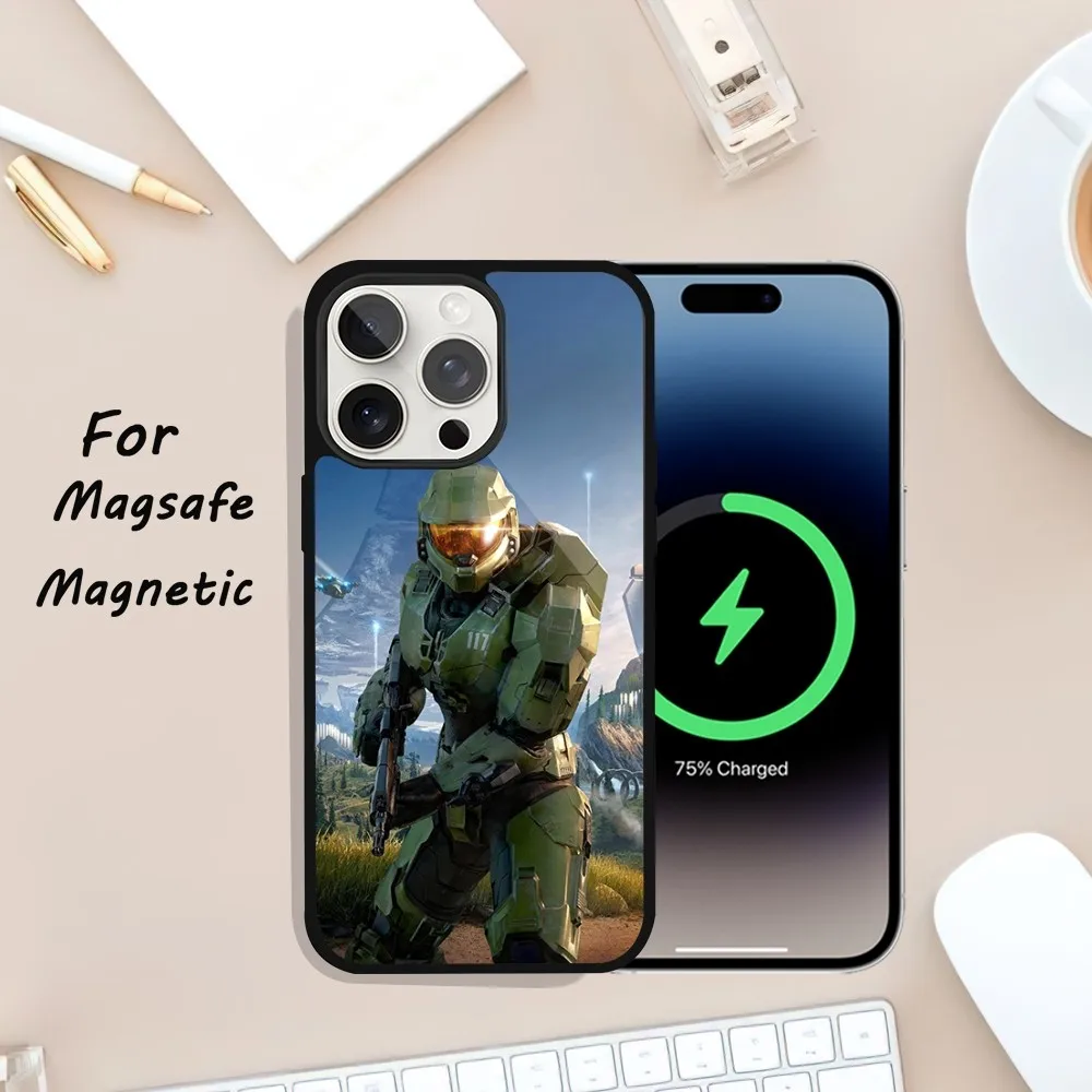 Чехол Для Телефона Game H-Halo I-Infinite iPhone 11/12/13/14/15 Series Pro Max Magsafe Совместимый С