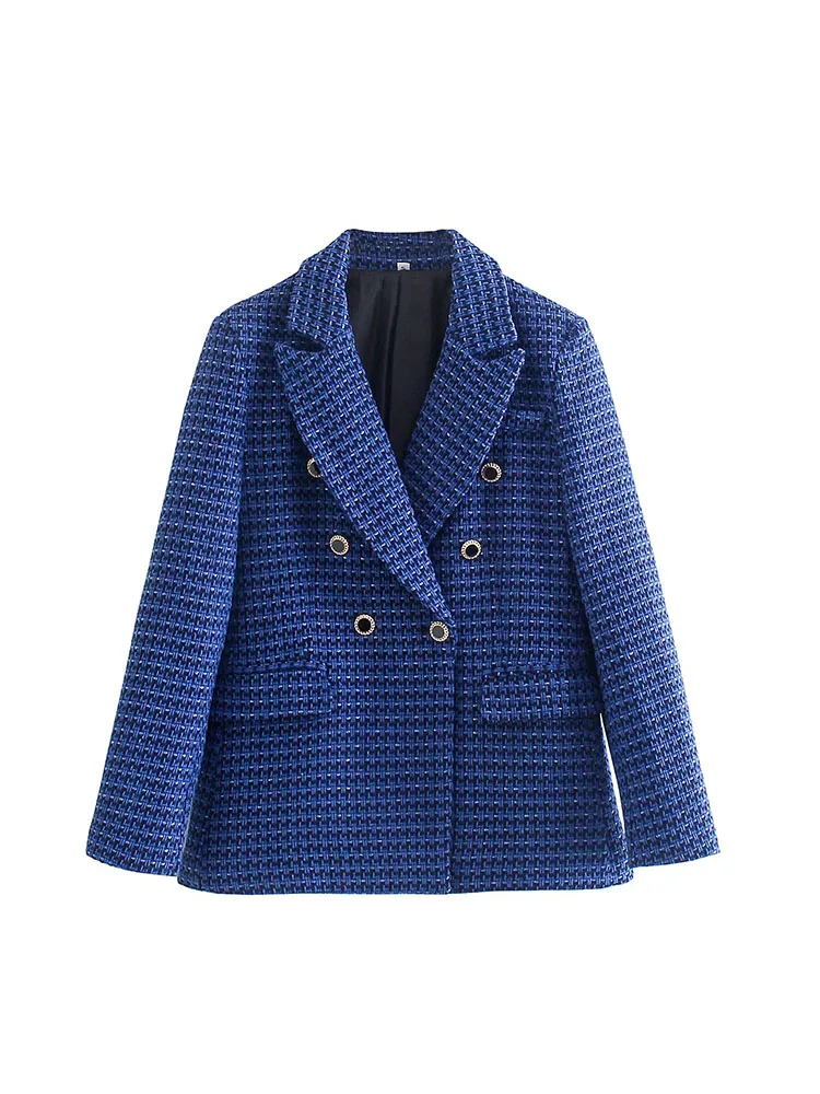 

BM&MD&ZA 8455106 Women 2022 New Fashion Textures Double Breasted recreational Blazer Coat Long Sleeve Female Outerwear 8455/106