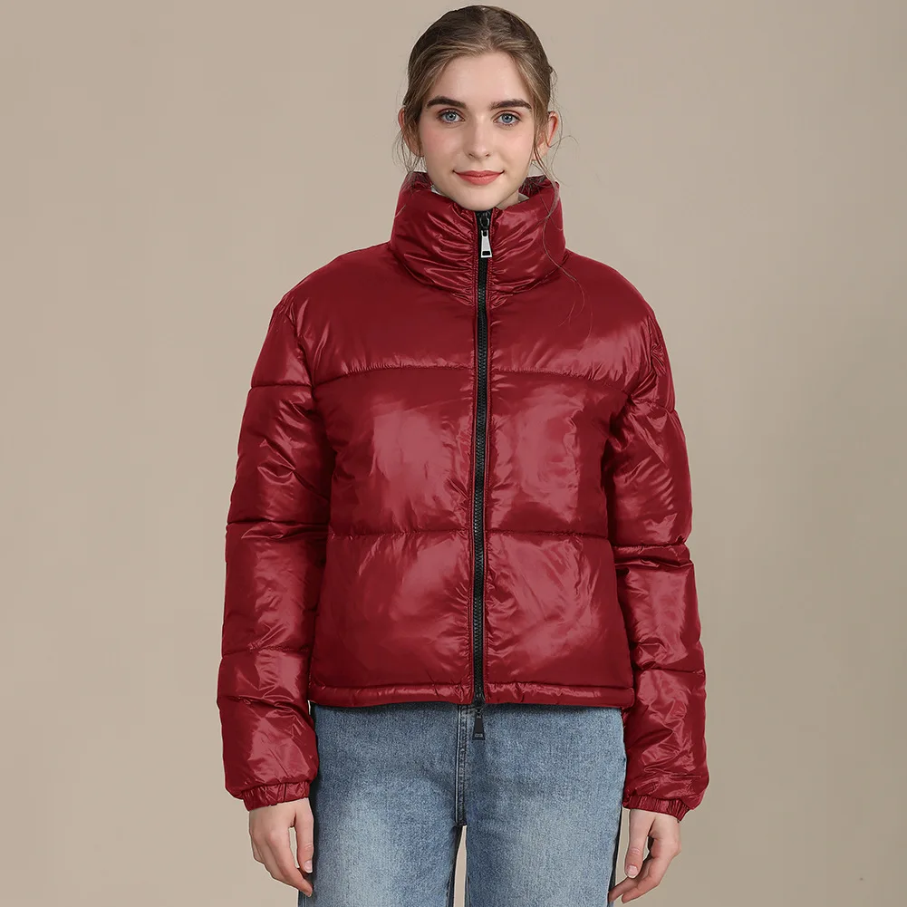 

Girls Plus Size Winter Parkas XXL Women Cotton-padded Quilted Jackets Shiny Black Red Puffer Jacket Oversize Women Zip Up Coat
