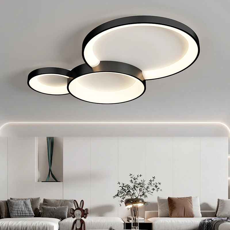 

Black gray white iron ceiling lamps living room bedroom dining room modern LED ceiling lights
