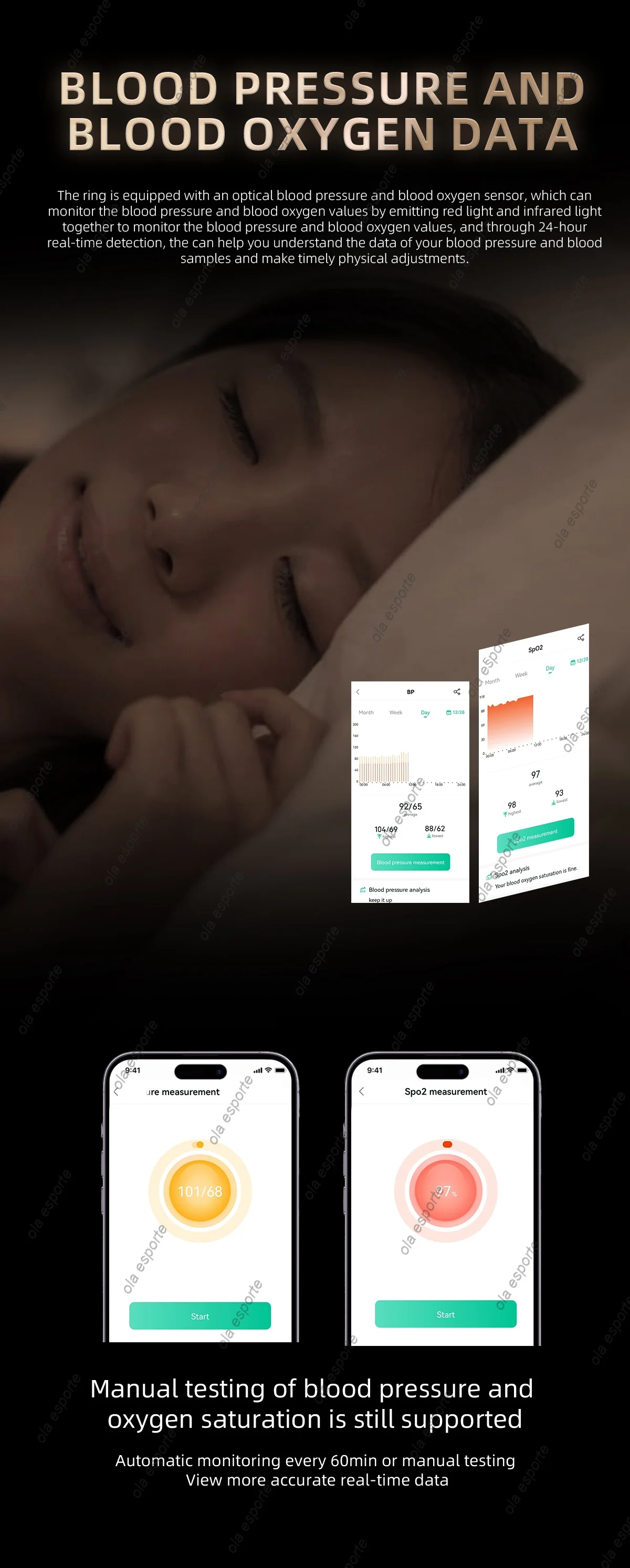 Водонепроницаемый фитнес-трекер с умным кольцом для Samsung Galaxy пульсометром