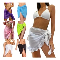 summer lady beach skirt ruffle candy color sexy women wrap skirt swim cover up sunscreen female miniskirt scarf shawl tube top