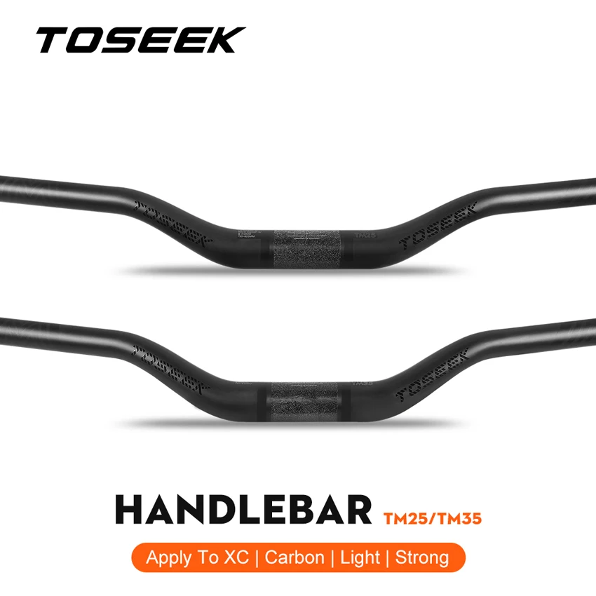 Фото Руль для велосипеда TOSEEK T800 из карбонового волокна, для XC и MTB, ширина 31.8 мм, длина 750/770/790/820 мм, высота подъема 25/35 мм №1