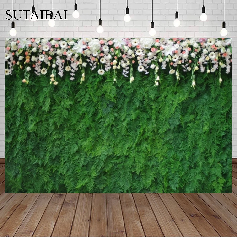 

Green Leaves Floral Wall Backdrop Wedding Bridal Baby Shower Birthday Party Photography Background Photocall Vinyl Cloth Props