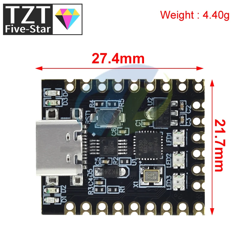 TZT NANO V3.0/Nano SuperMini Type-C макетная плата Atmega328p чип Ch340 последовательный порт для Arduino
