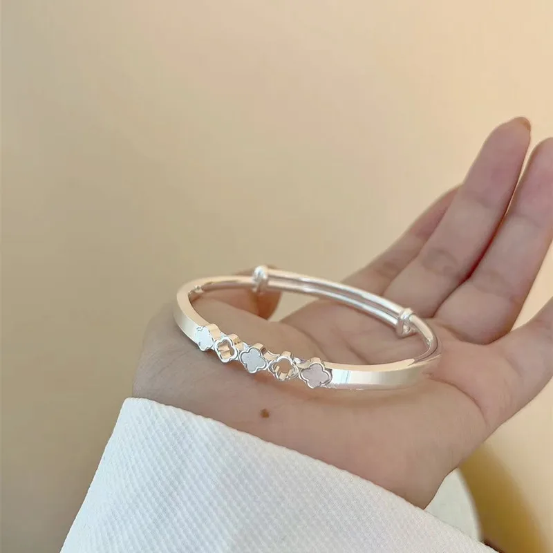 Чистое серебро 9 99 миллионов цветочных трубок серебряный браслет женский