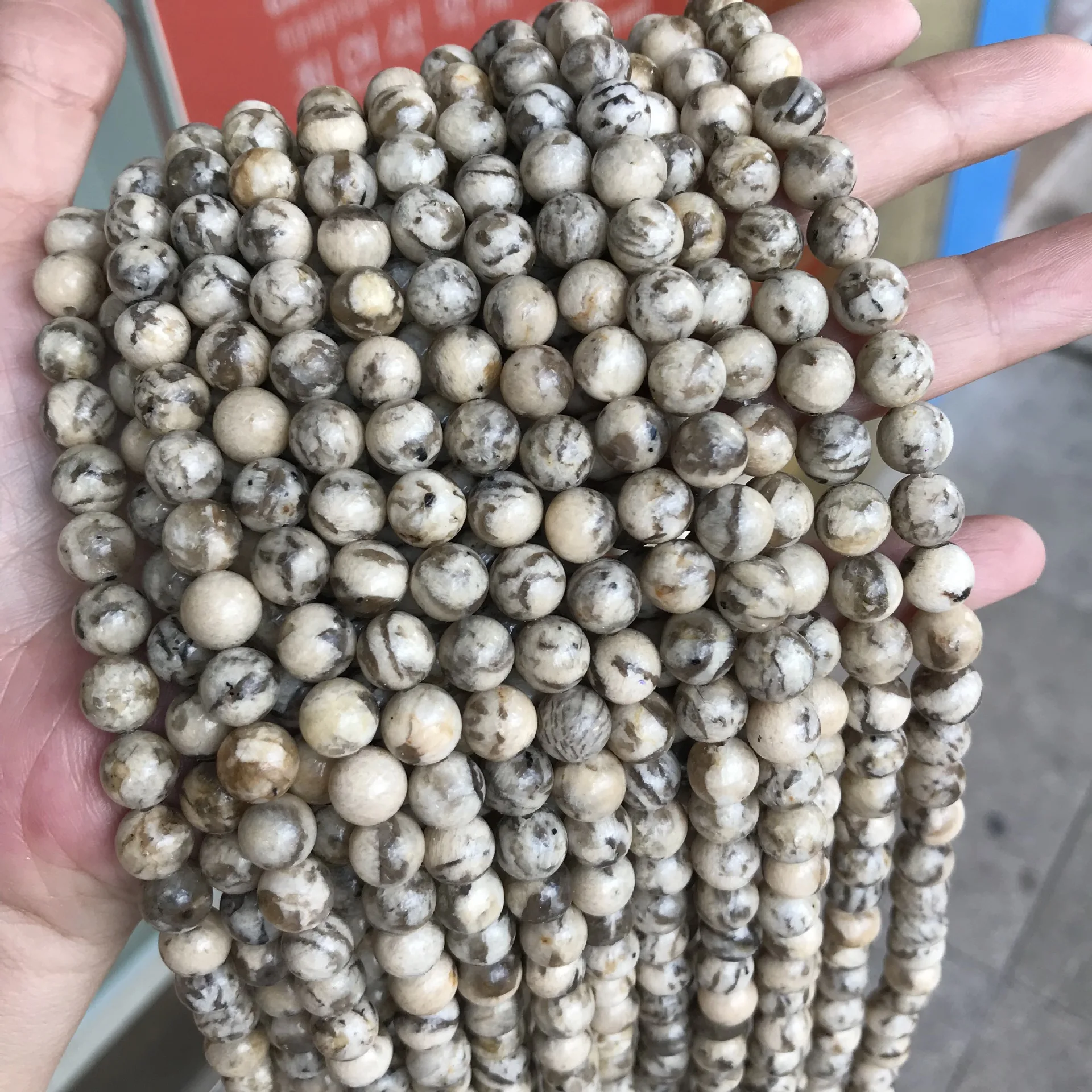 

Natural Feldspar Stone Beads Loose Beads Round Spacer Bead for Jewelry Making DIY Bracelet Accessories