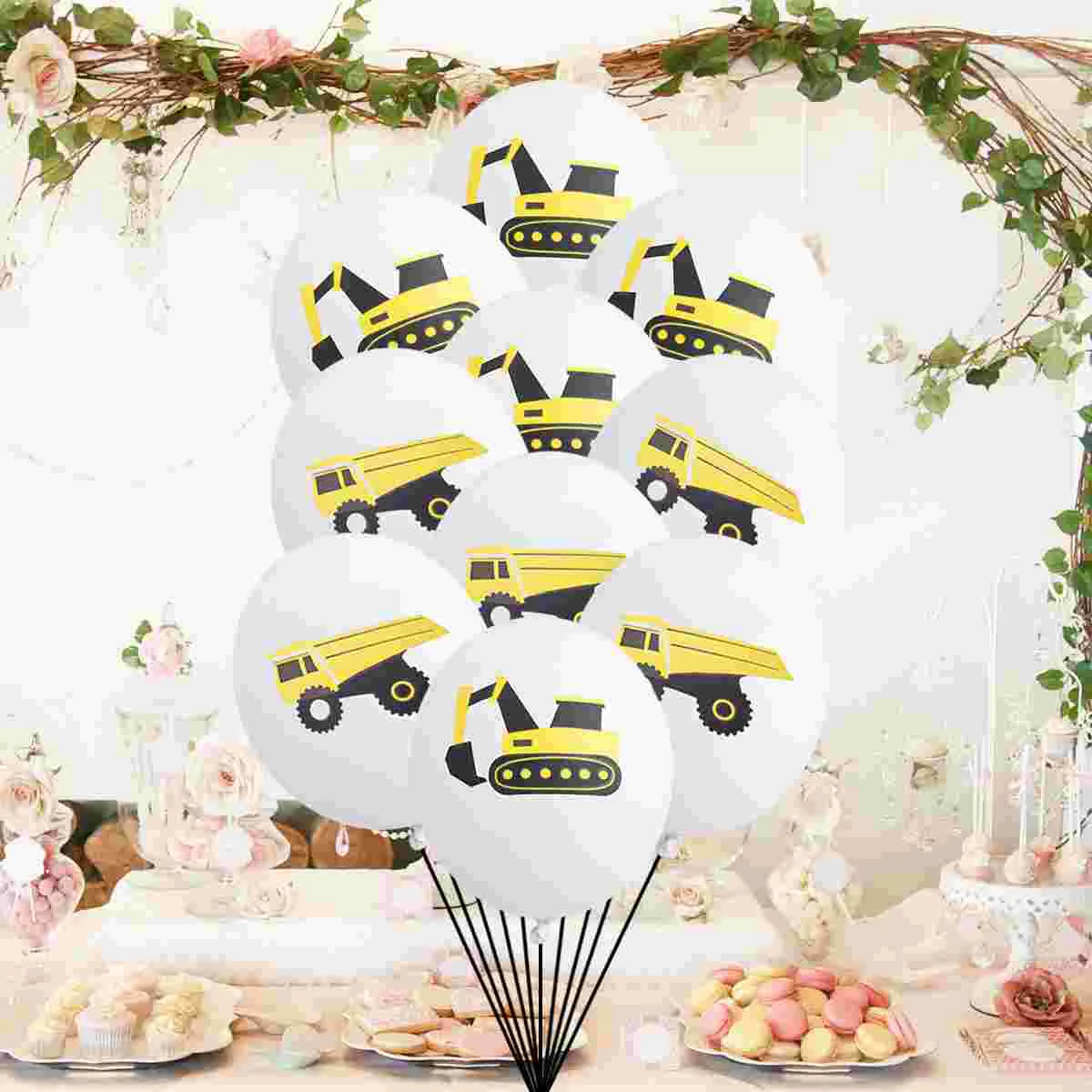 

10 Pcs Party Supplies Car Balloons Digger Trim Excavator Decoration Child Colorful