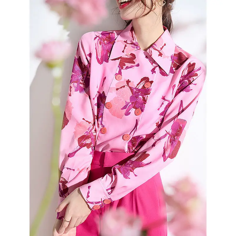 

Shirt Women's Long Sleeved Spring 2022 New Foreign Style Printed Shirt Korean Loose Spring And Autumn Design Top