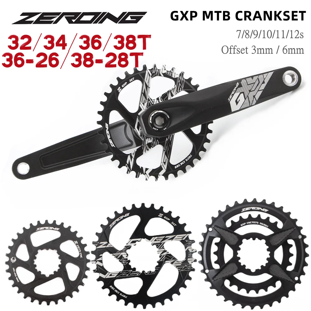 

ZEROING MTB Bike Crankset GXP Crank 175mm Chainring 36-26T 38-28T Crown 32/34/36/38T Sprocket Mountain Bicycle Crank For Sram GX