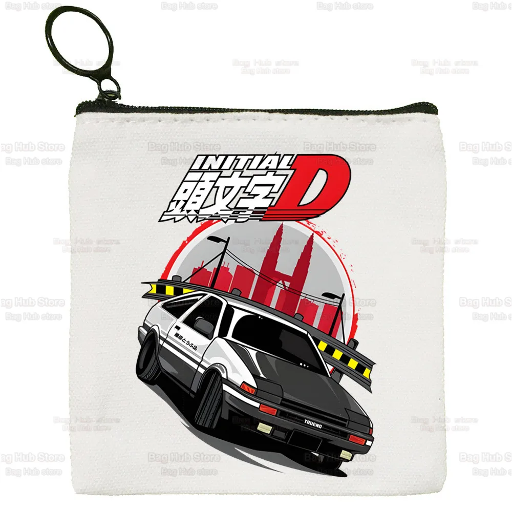 Initial D JDM Canvas Coin Purse Custom Storage Pouch Japanese AE86 Canvas Bag New Coin Bag Key Drift Fujiwara Tofu Coin Purse