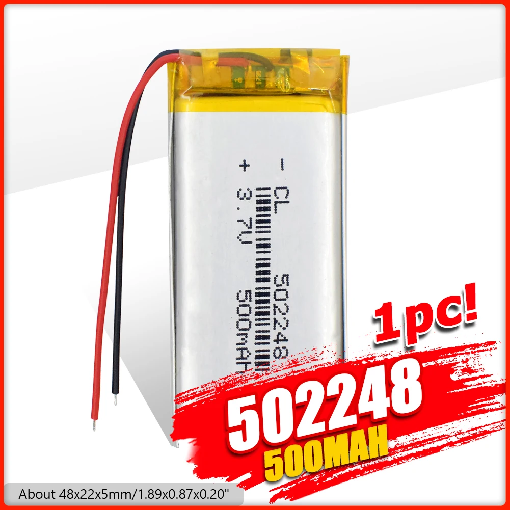 

3.7V Lipo cells 502248 500mah Lithium Polymer Rechargeable Battery For MP3 MP4 MP5 GPS headset DVD PDA LED Lamp Camera