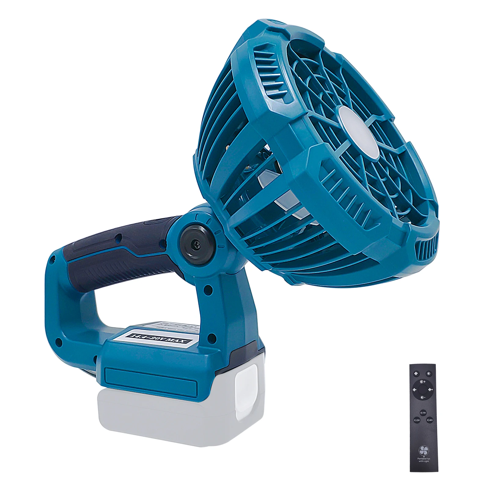 

Camping Fan with 9W LED Lanterns Suitable for Makita 18V Lithium-ion Battery , Portable Handheld Fan with USB Port, IR Remote