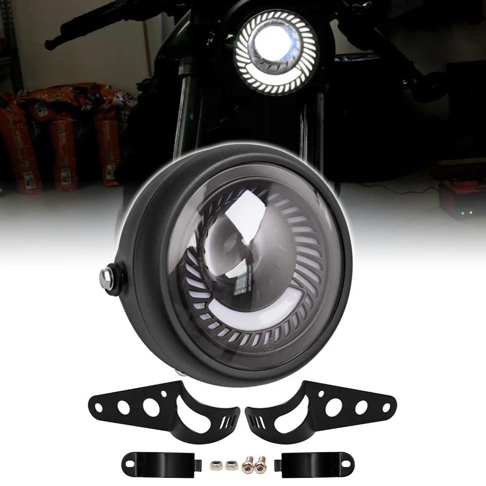 

Motorcycle 6.5'' Cafe Racer Vintage Universal LED Protection Headlight High Low Beam With Bracket For Harley Choppers Custom