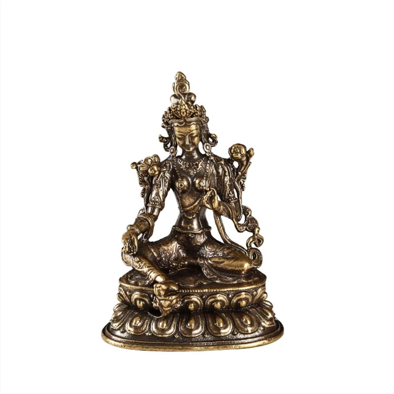 

Vintage Buddha Brass Small Statue Tantric Buddhism Figurines Miniatures Ornament Antique Meditating Sculpture for Home Decor