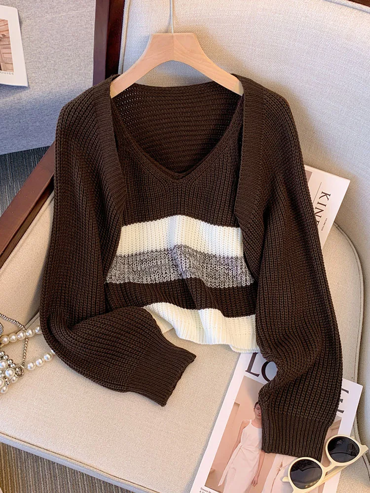 Модные комплекты из двух предметов для женщин классический полосатый дизайн