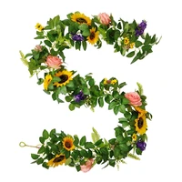 home decor hanging garland garden 190cm wedding flower party nordic style artificial sunflower vine with leaves bouquet