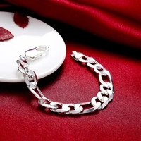12mm cuba chain bracelet for women men 925 stamp designer silver color luxury jewelry accessories free shipping jewellery