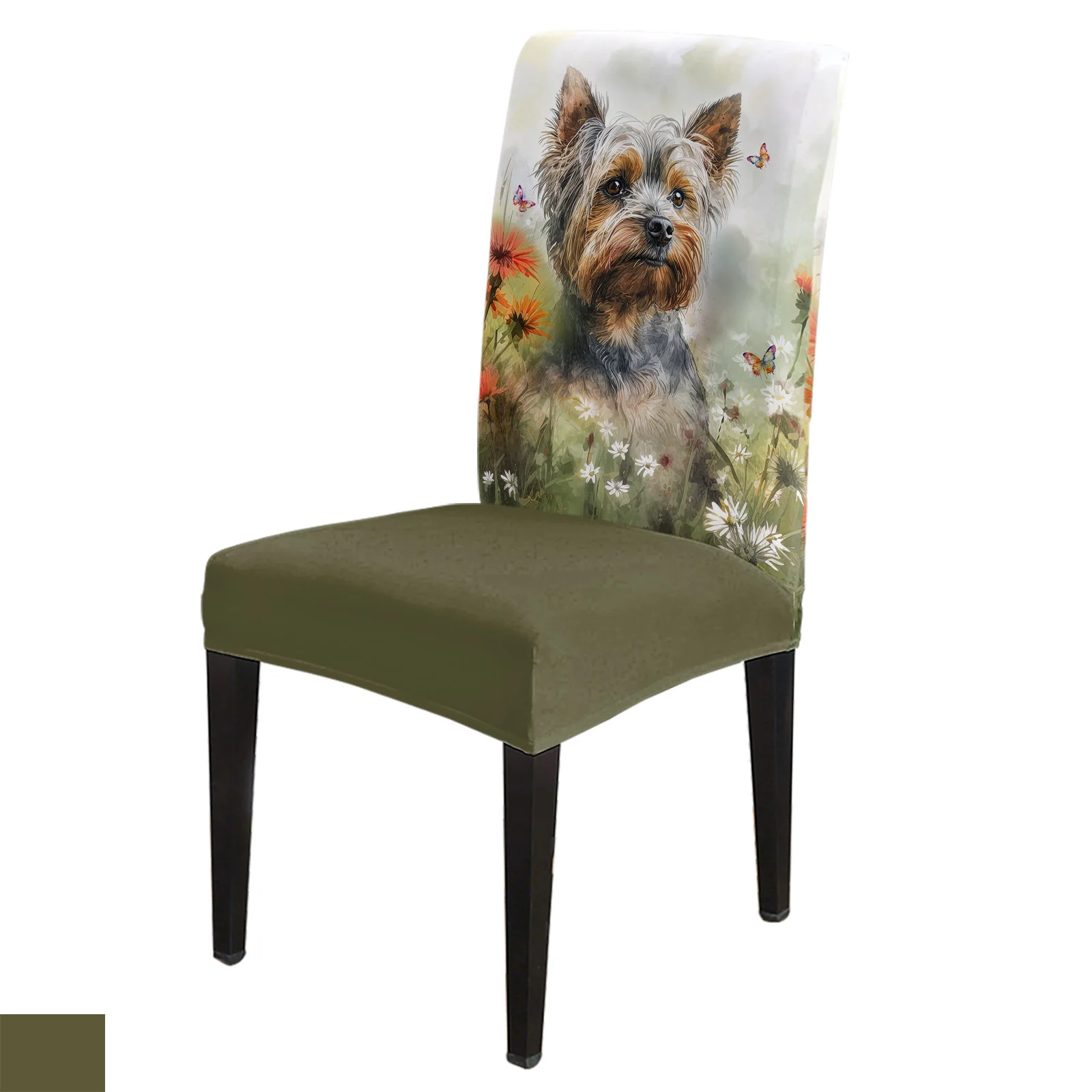 

Чехол на стул с изображением цветов, животных, собак, акварельных бабочек, Кухонное сиденье, чехлы для обеденных стульев, эластичные Чехлы для банкетов, отелей, дома
