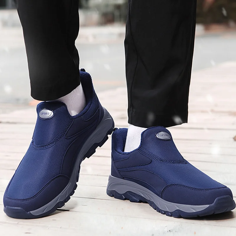Winter New Plus Velvet Warm Elderly Shoes Unisex Slip-on Walking Shoes Soft Bottom Comfortable Non-slip Outdoor Sports Footwear