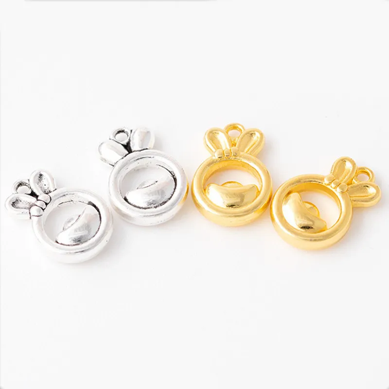 

100 шт., 11,5x17 мм, подвеска в виде кролика из слитки с золотым/античным серебряным покрытием, материалы для изготовления ювелирных изделий своими руками