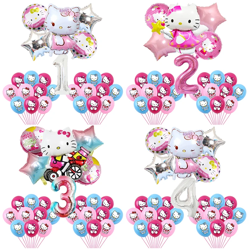 Набор воздушных шаров Hello Kitty для вечерние комплект из 32 с цифрами детского