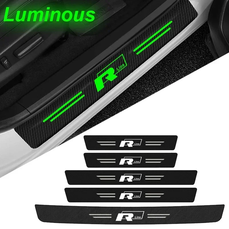 Светящиеся наклейки на порог автомобиля для VW Rline R Line Jetta Polo Golf Tiguan светящаяся