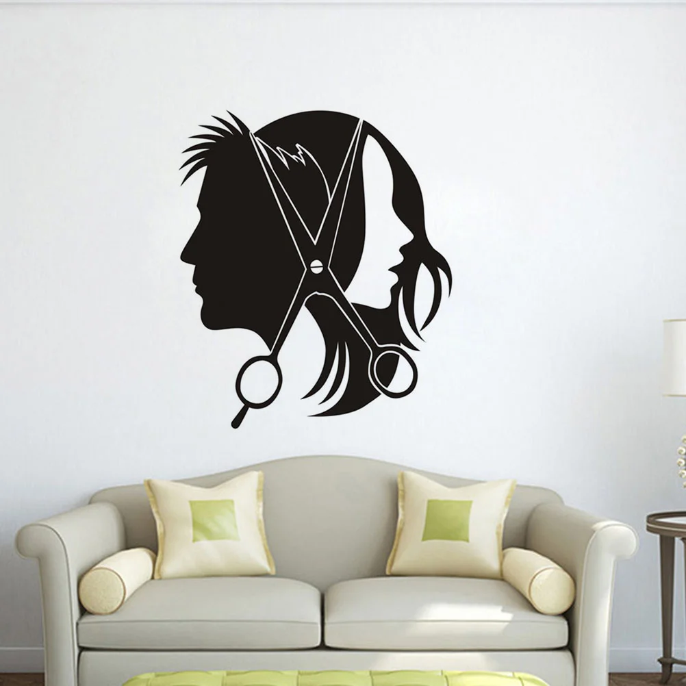 

Girl Wall Decals Hairdressing Sticker Haircut Silhouette Earth Tones Salon Men Women Stickers for cars tuning
