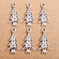 20pcs 13x26mm cute alloy christmas pine tree charms pendants for jewelry making diy earrings necklaces new year decoration gifts