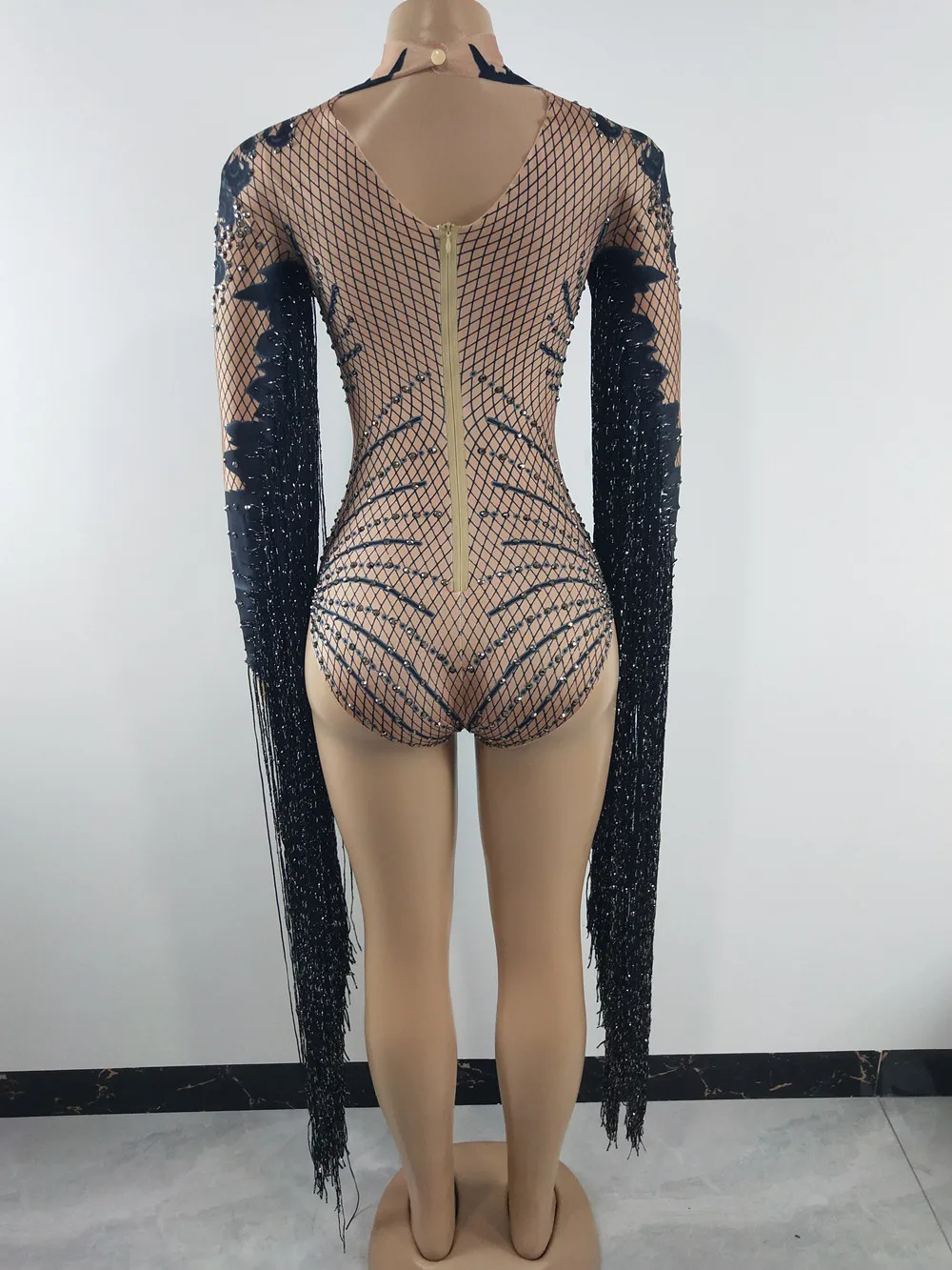 Женский костюм для джазового танца с принтом и стразами боди кисточками бар