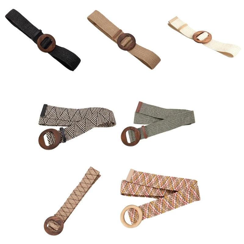

Fashionable Elastic Woven Belt with Round Buckle Decoration Household for Adults Male Female Birthday Present Gift