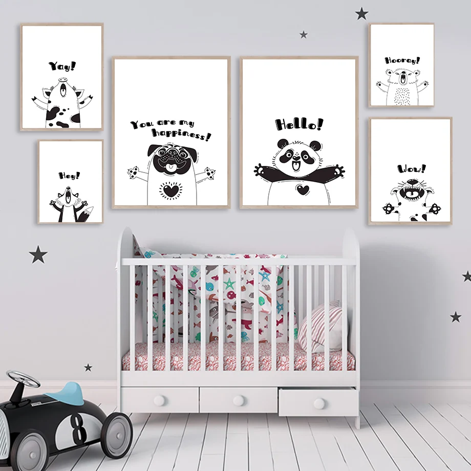 Скандинавские плакаты и принты Тигр Панда Кролик Медведь енот лиса собака