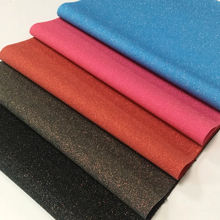 

Solid Colors Shiny Fine Glitter Faux Leather Sheet Elastic Backing for Shoes/Bags/DIY Accessories/Clothing
