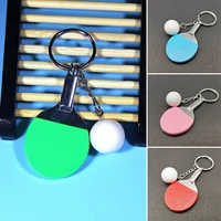 1pc ping pong ball keychain creative simulation table tennis racket keyring metal bag pendant key ring souvenir gift