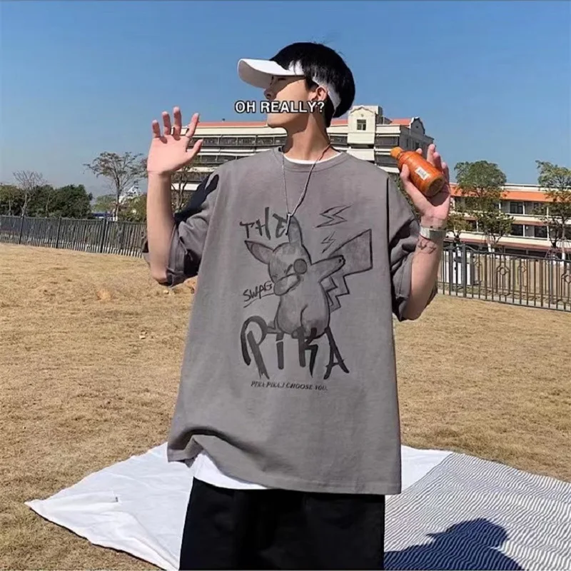 

Футболка мужская с коротким рукавом, свободный брендовый топ с рукавом до локтя, универсальная, лето 2022