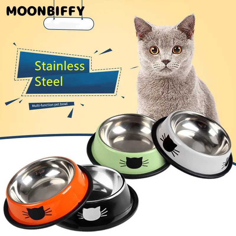 

Stainless Steel Pet Bowl for Dogs Cats Non-slip Mascotas Chien Perros Food Container Feeder Dish Bowl Gatos Cat Accesorios