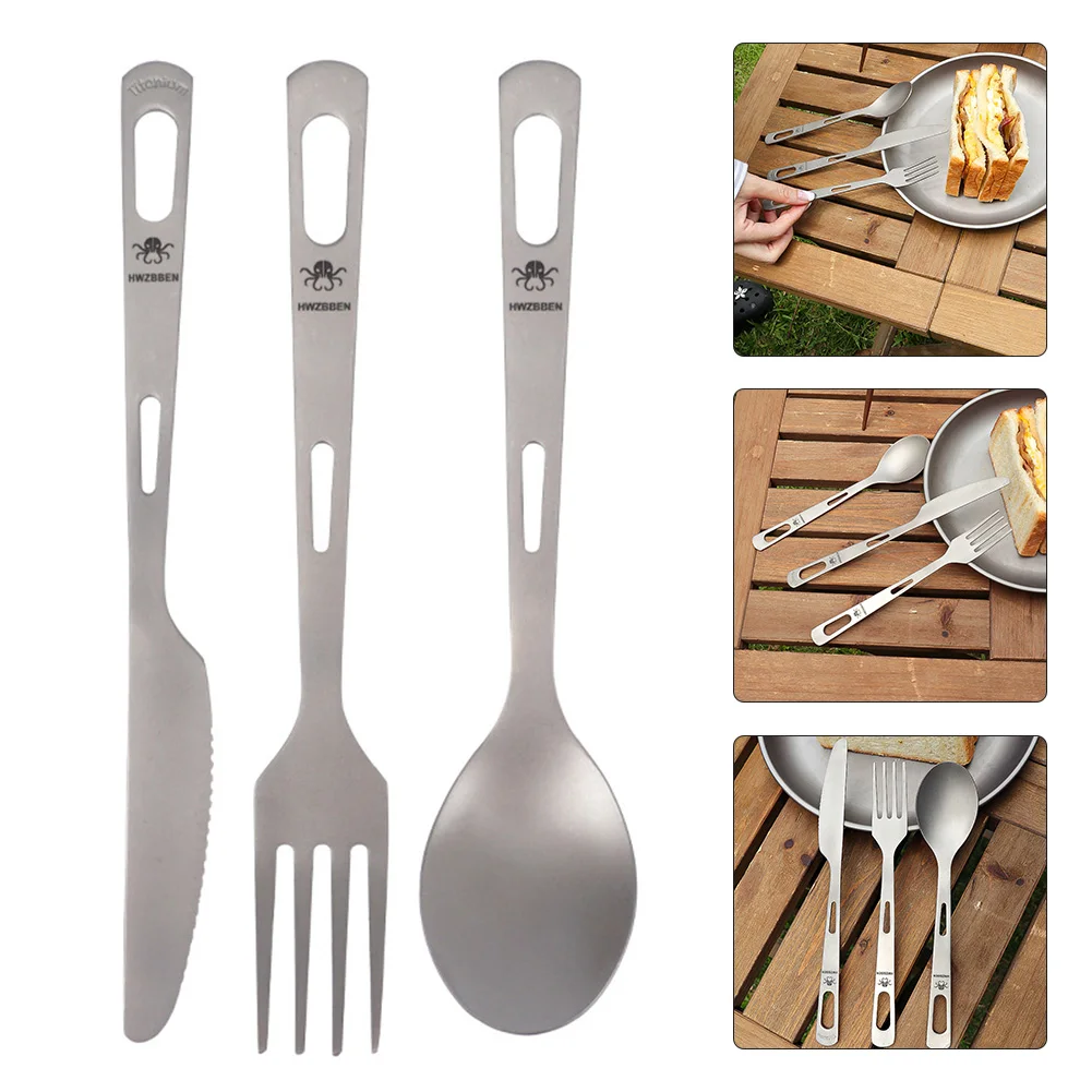 

New Titanium Tableware Set Camping Picnic Hiking Spoon Fork Chopsticks Knife Dinnerware Cutlery Cookware Outdoor Supplies Tools