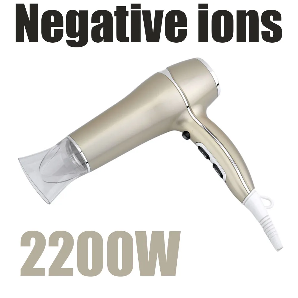 

2200W Powerful Hair Dryer Professional Salon Hot and Cold Air Blowdryer with Air Collecting Nozzle Low Noise Negative Ions