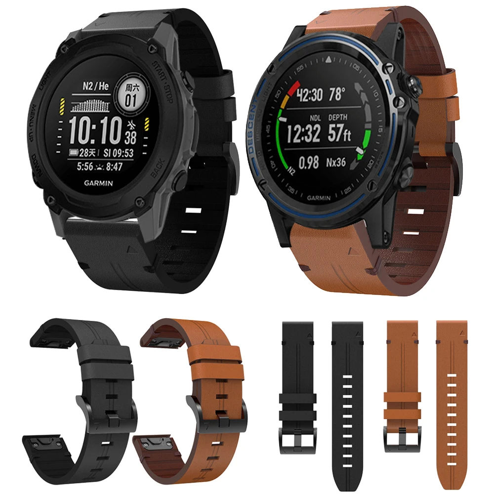 

Quick Fit Genuine Leather Strap For Garmin Watch Descent Mk2/Mk2i/Mk1 D2 Bravo Charlie Delta PX G1 Solar 22mm 26mm Band Bracelet