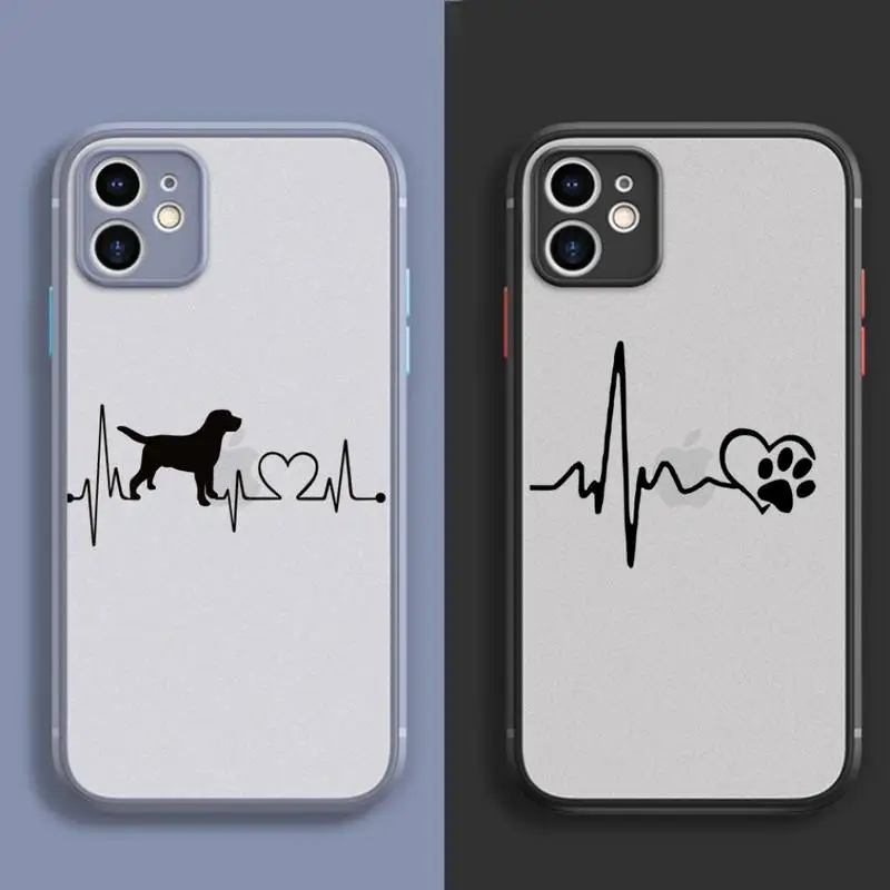 

Heartbeat Chart Dog Paw best friend Phone Case For iPhone 13 12 11 Mini Pro XR XS Max 7 8 Plus X Matte transparent Back Cover