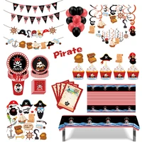 birthday cartoon pirate plate disposable tableware sets banner kids party favors pirate ocean baby shower party decoration