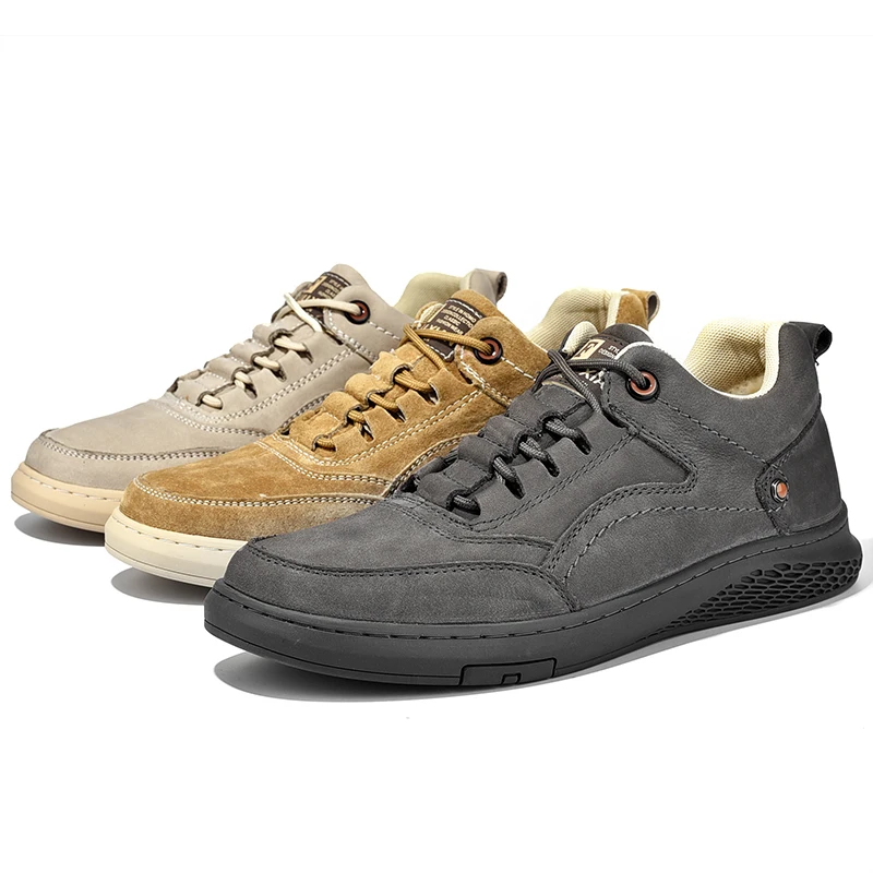 SENAGE Quality Men's Hiking Shoes Genuine Leather Shoes Trend Comfortable Men Sneakers Outdoor Desert Training Trekking Shoes