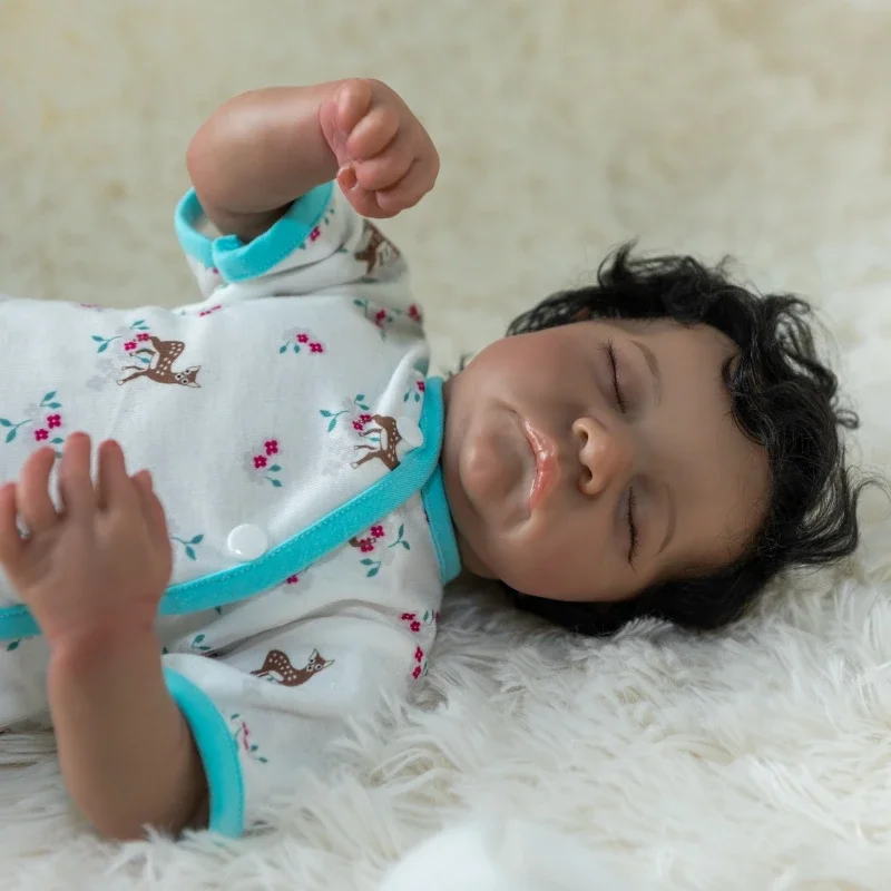 Мягкий тело NPK 50 см гибкий Новорожденный ребенок ручной работы Levi черная кожа