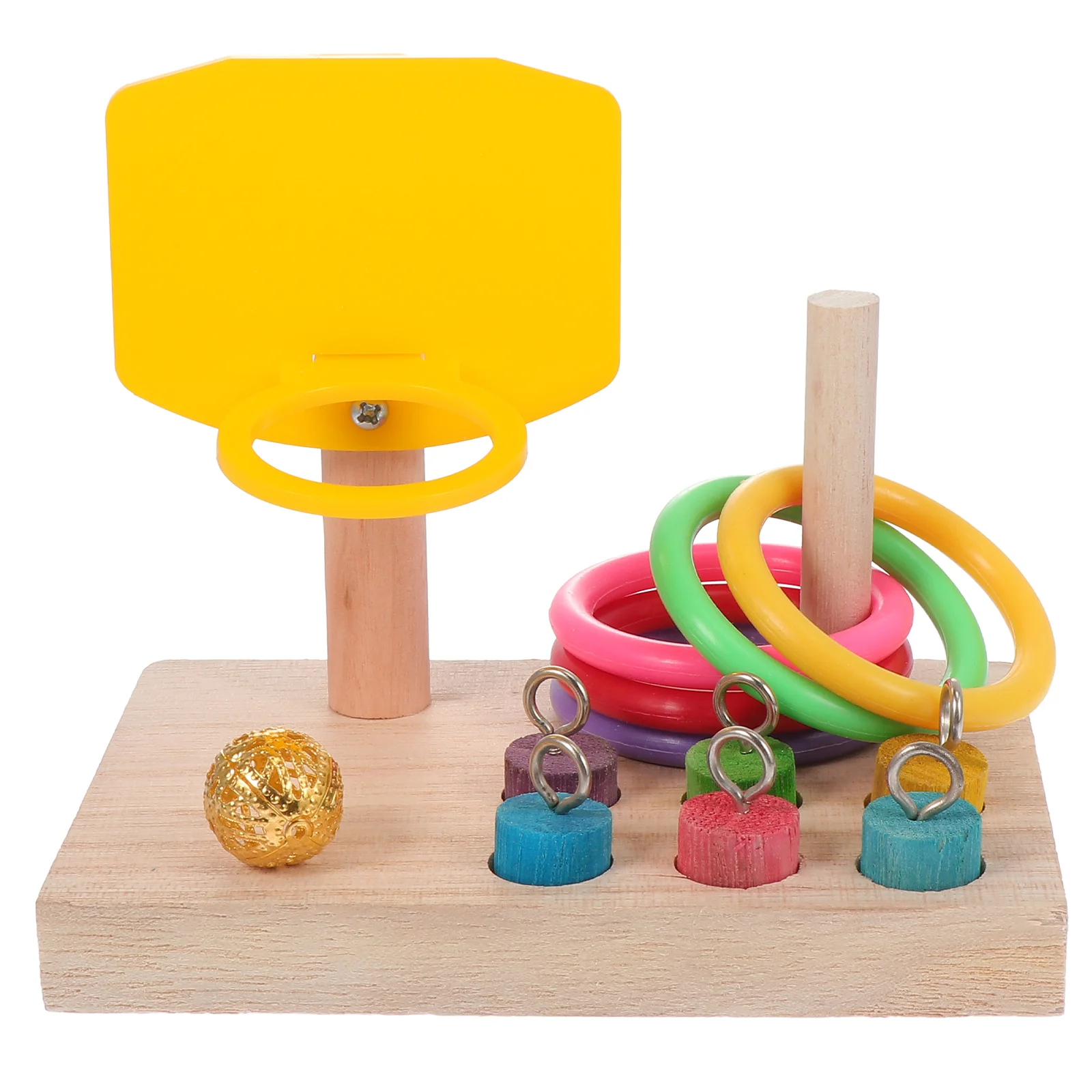 

Bird Toy Chicken Supplies Plaything Birds Large Parrot Ring Game Biting Wooden Basketball Shoot Bite